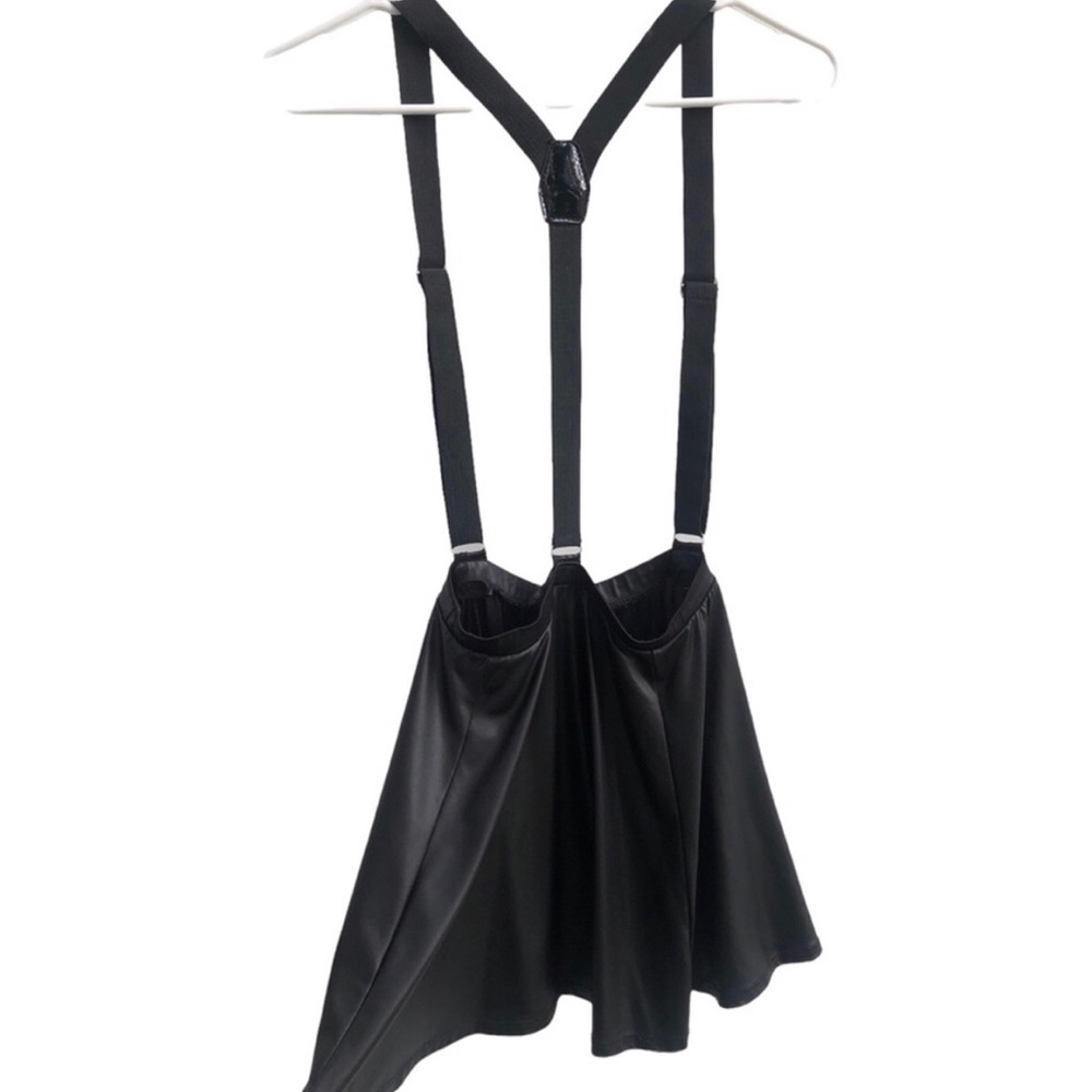 • Nasty Gal • Faux Leather Suspender Skater Skirt ♡︎